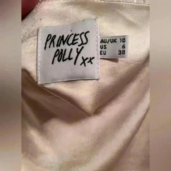 Princess Polly Huxley Champagne Satin Crop Top with Side Zip; size 6 - Picture 3 of 4